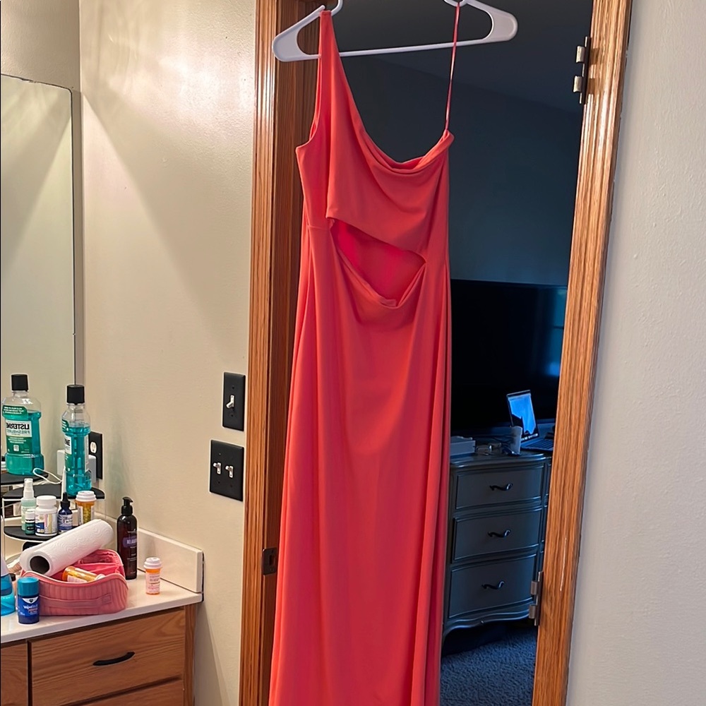 Elegant Coral Evening Dress